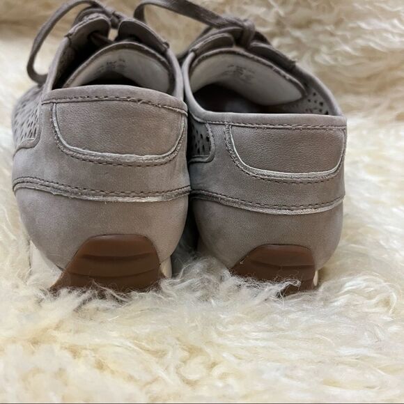 Gabor Comfort Suede Perforated Lace Up Sneakers Taupe - Picture 4 of 6